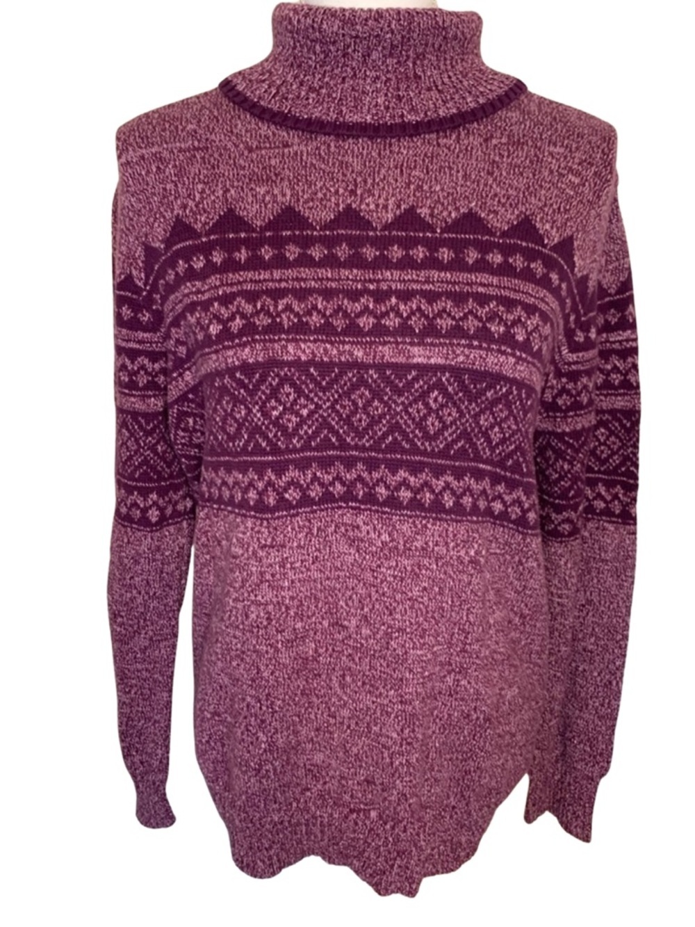 NorthCrest Women‎ Purple Turtleneck Sweater  100% Cotton Size 14-16 Large